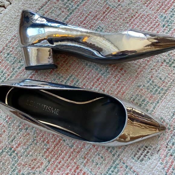 Silver Low Chunky Heels - Picture 5 of 7